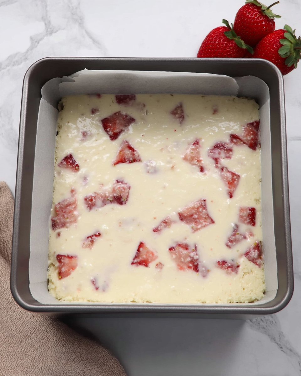 White cake mix box freeze dried strawberries and gelatin on a wooden table
