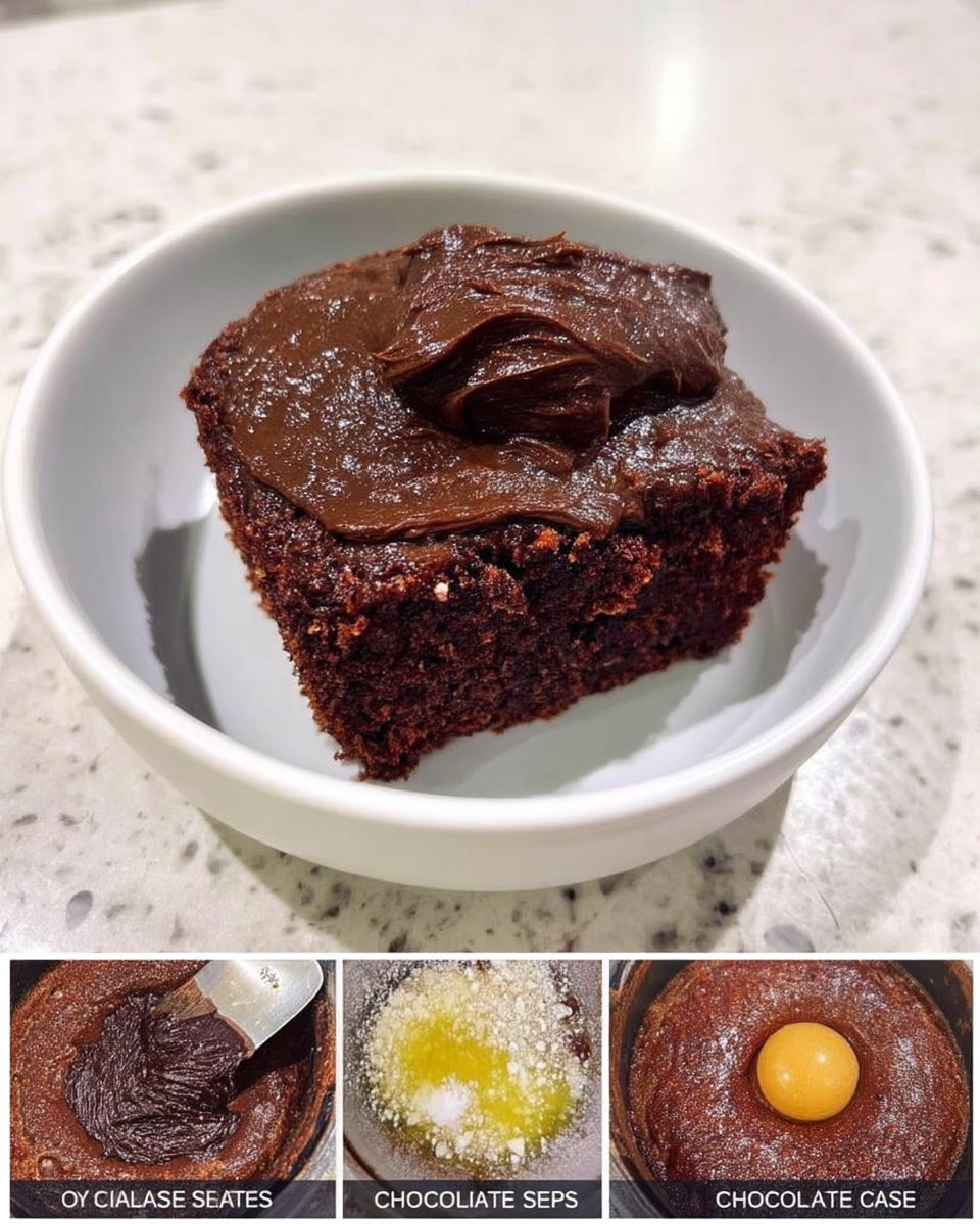 Ingredients for chocolate fudge cake including cocoa sour cream and chocolate chips