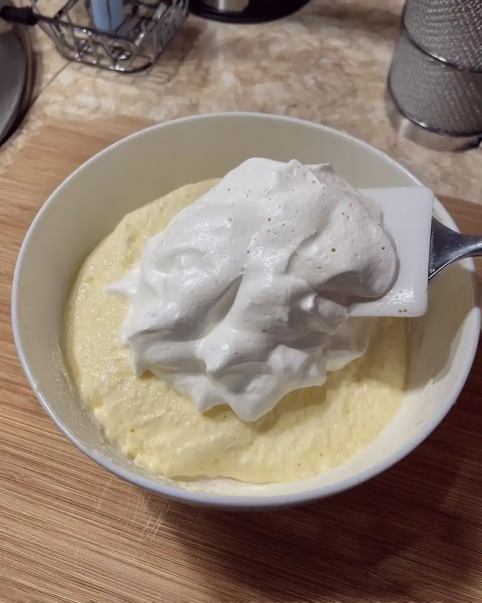 Chiffon cake cooling upside down on a bottle