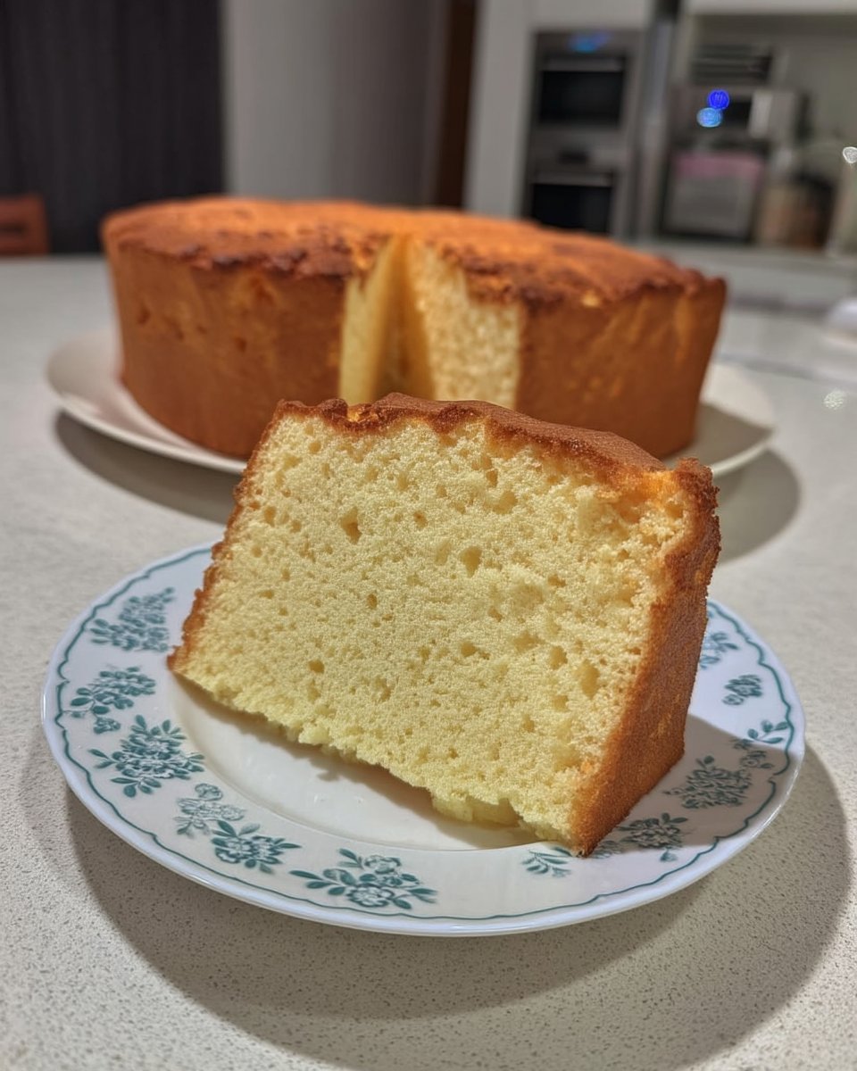 Slice of fluffy chiffon cake