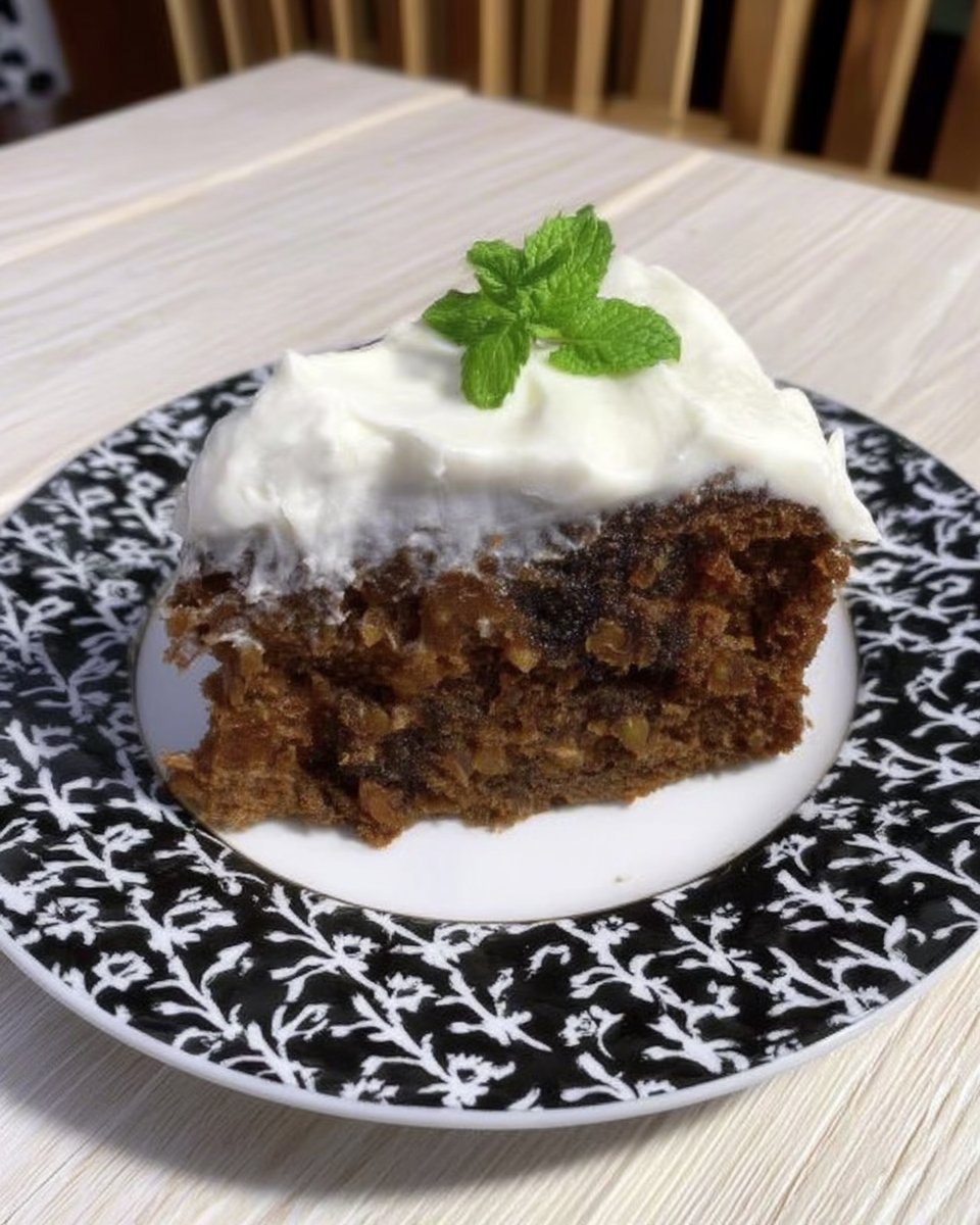 Whole frosted tomato soup cake on a cake stand ready for serving