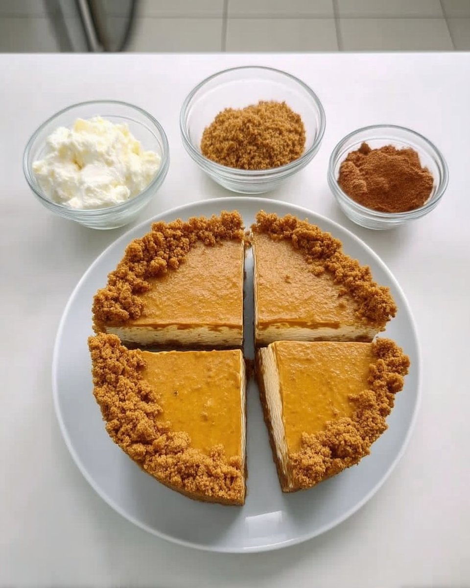 Bowls of gingersnap crumbs melted butter and spices arranged on a marble surface