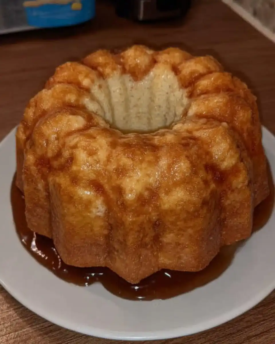 Slice of glazed lemon pound cake on a floral plate with a fork