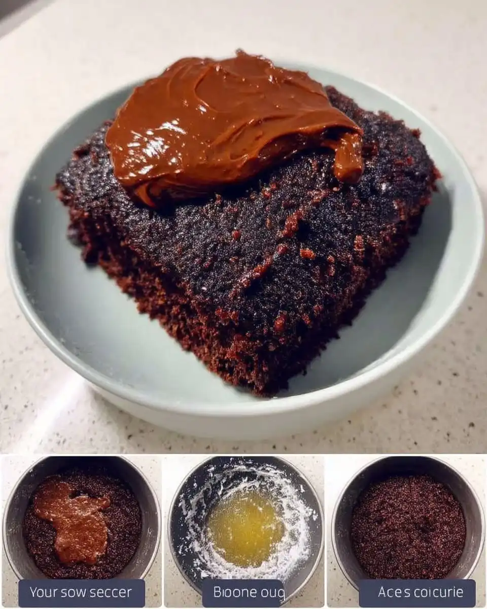 Chocolate Fudge Cake 13 Pouring melted chocolate glaze over a baked bundt cake