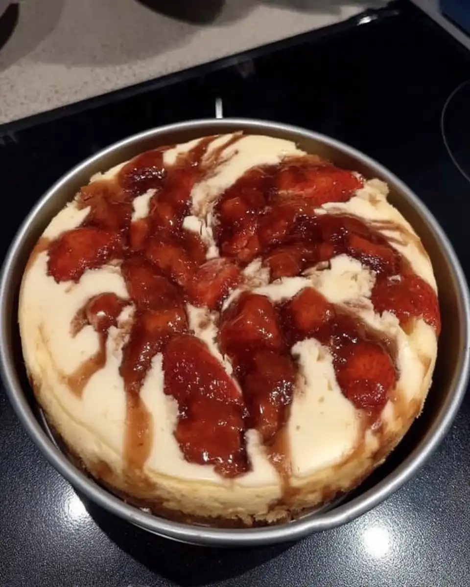 Cream cheese biscuits and strawberries on a wooden table