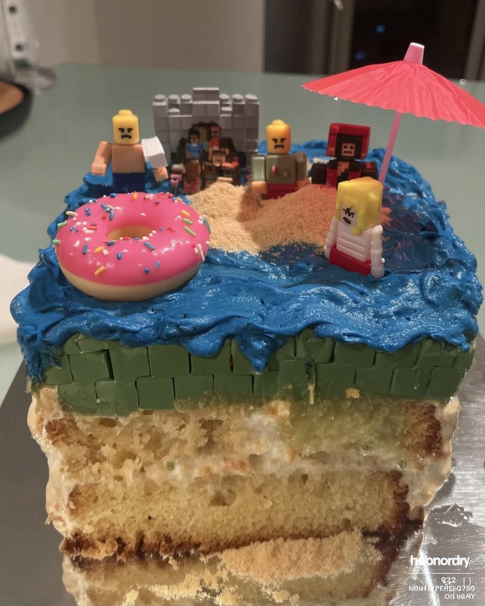 Mixing the batter for the Roblox cake in a large bowl