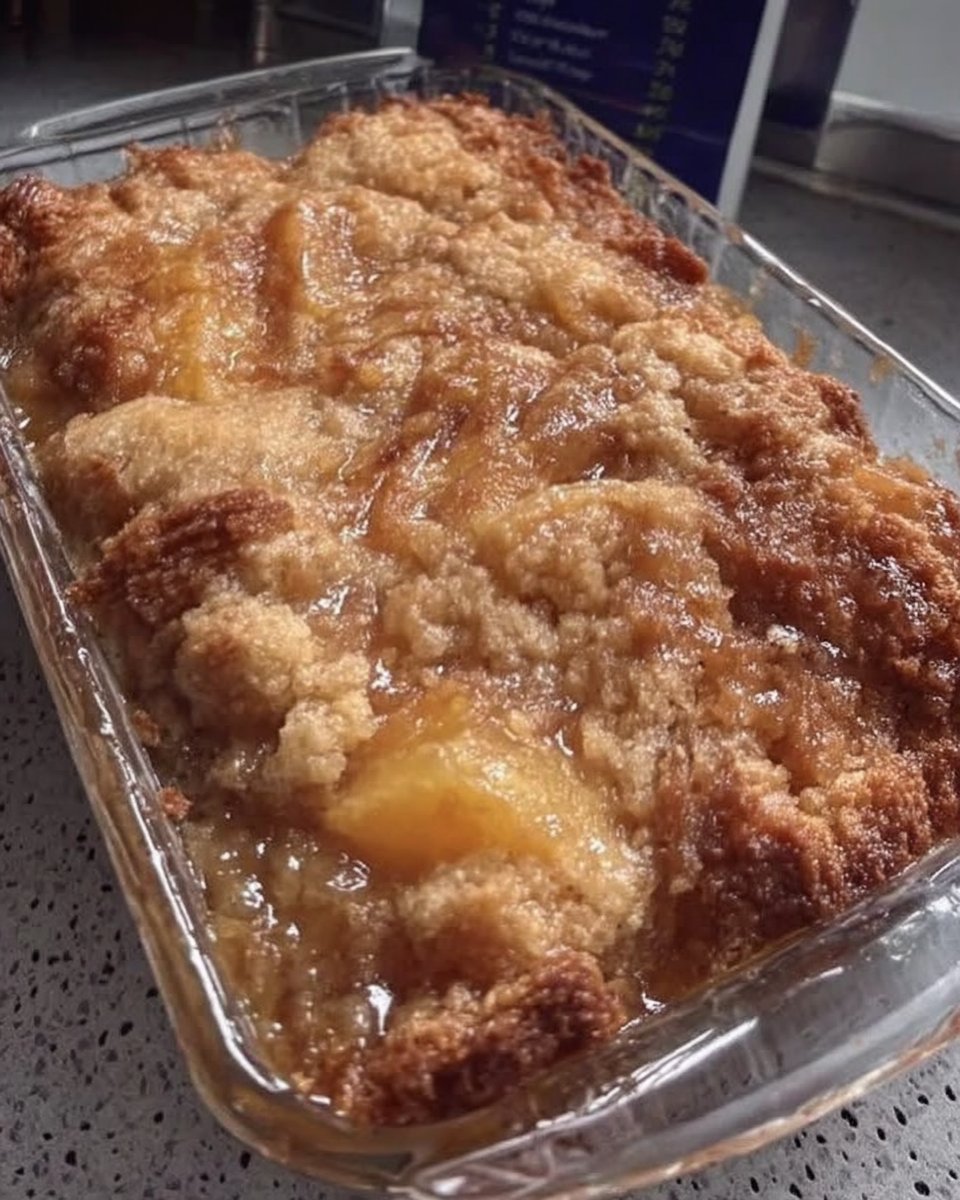 Ingredients for peach cake including fresh peaches butter sugar and sour cream