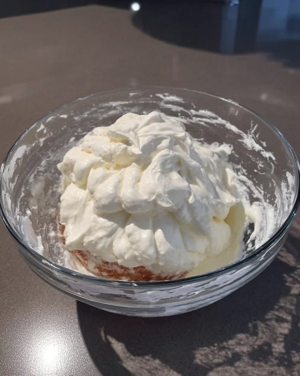 Piping bag filled with greek yogurt frosting for dog cake
