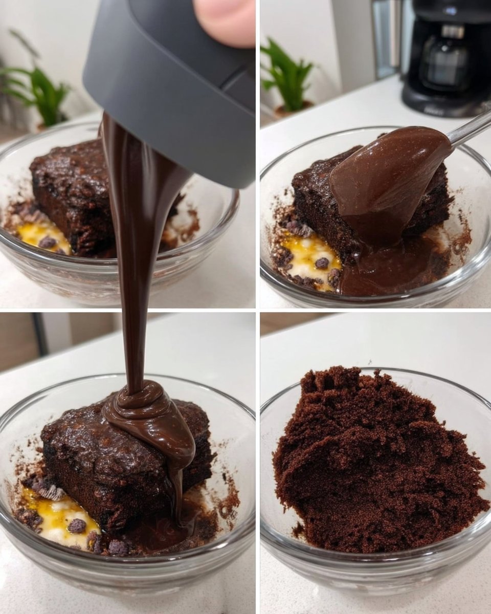 Chocolate Raspberry Cake 13 Piping bag filled with chocolate raspberry buttercream frosting a cake