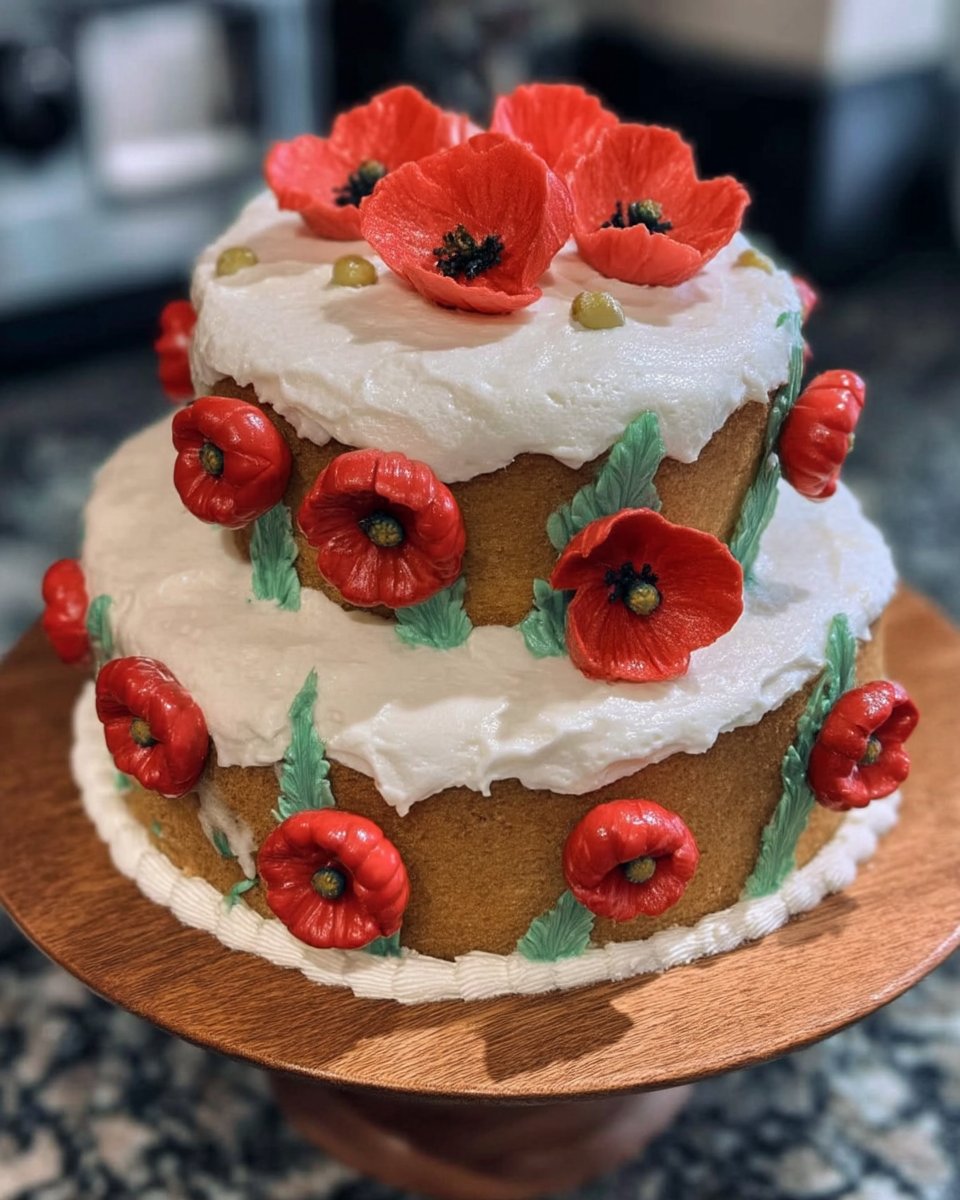 Whole retirement cake on a white stand ready to serve