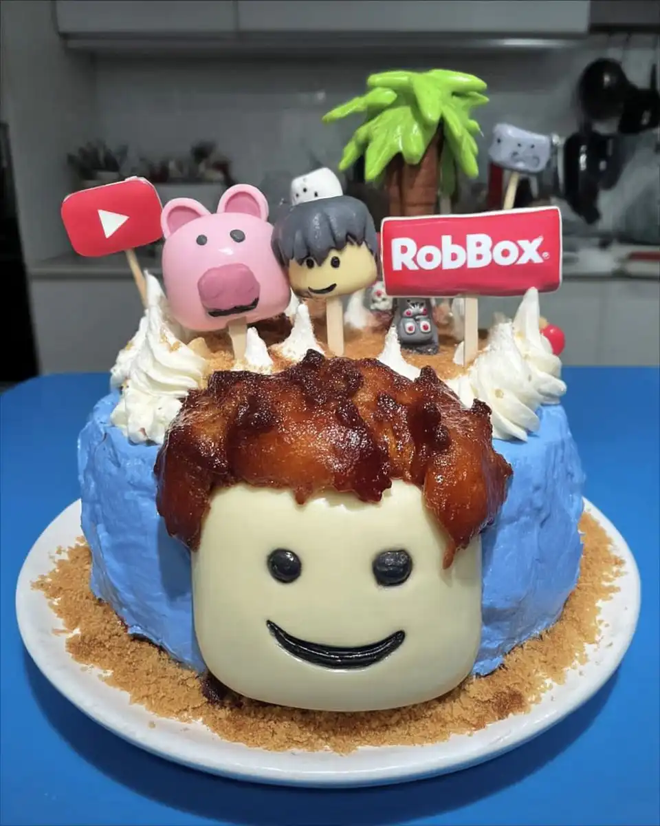 Ingredients for Roblox cake including bananas pineapple and coconut