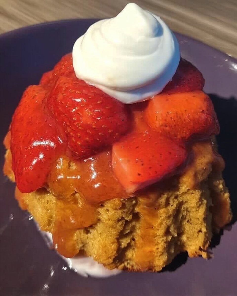 Slice of old-fashioned strawberry shortcake on a vintage floral plate