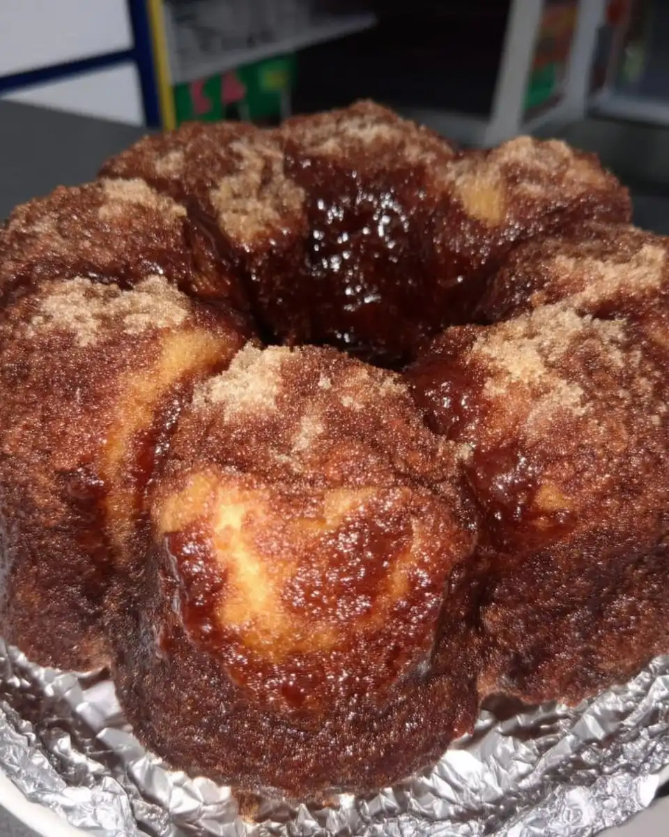 Slice of dense sour cream bundt cake served with fresh berries
