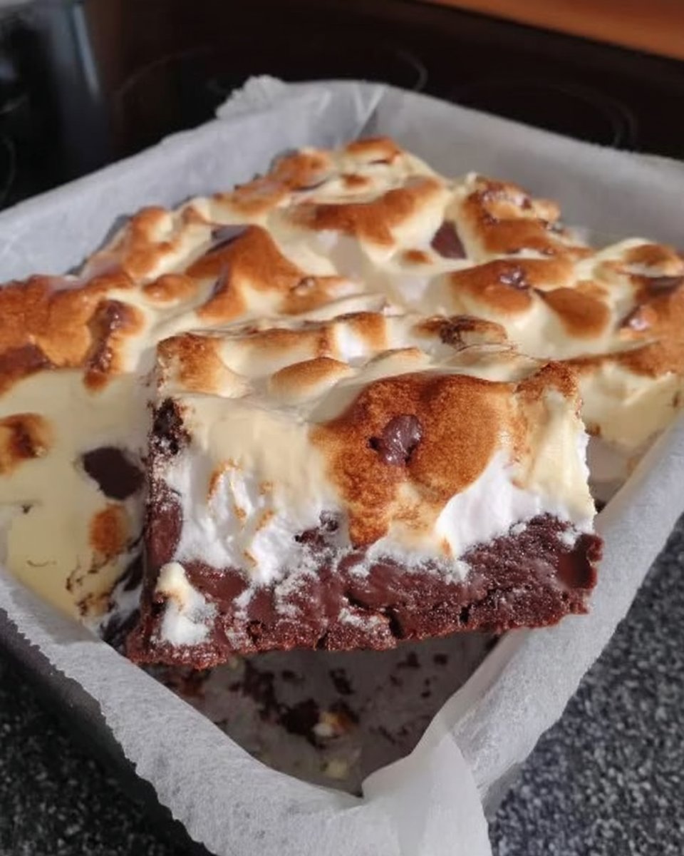 A slice of earthquake cake on a white plate showing the moist texture and pecan bottom