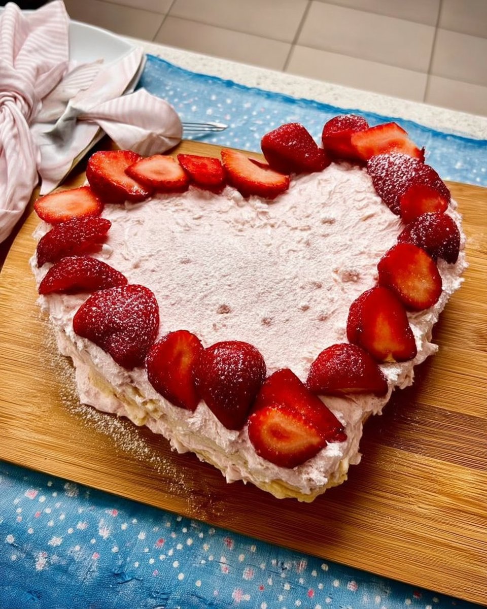 Slice of chocolate heart cake with strawberry buttercream on a plate