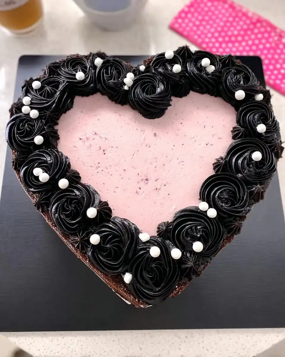Slice of white almond valentine cake on a dessert plate