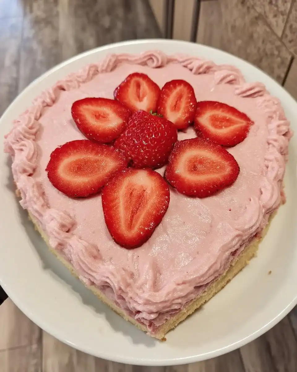 Ingredients for pink cake frosting including butter cream cheese and strawberry jam