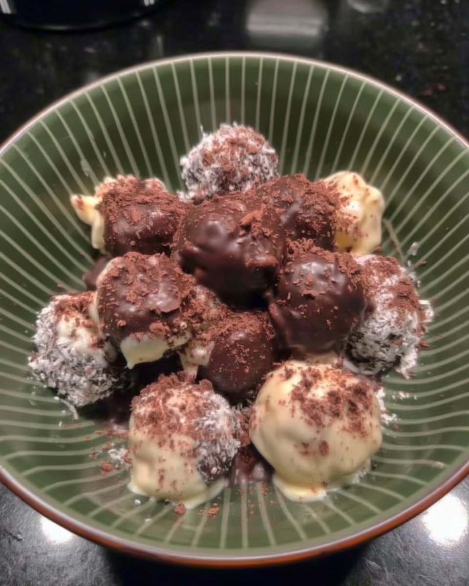 Golden cake pops dipped in chocolate on a stick