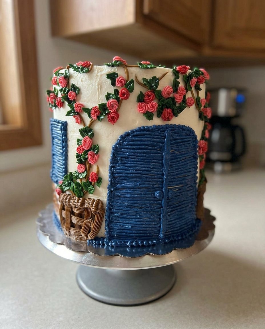 A stunning Mamma Mia Cake with smooth vanilla frosting and a perfect crumb structure