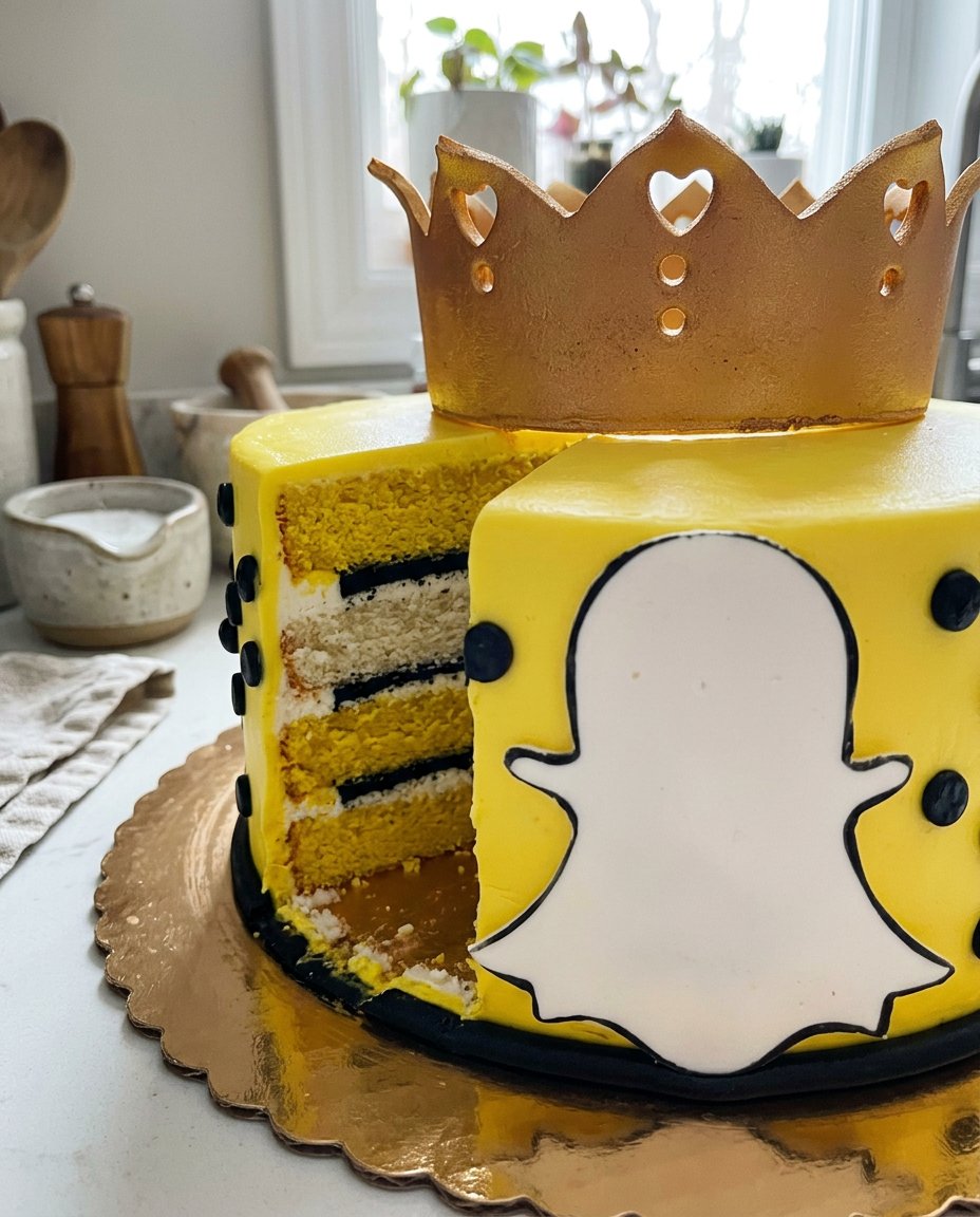 A perfectly leveled layer cake being assembled on a turntable