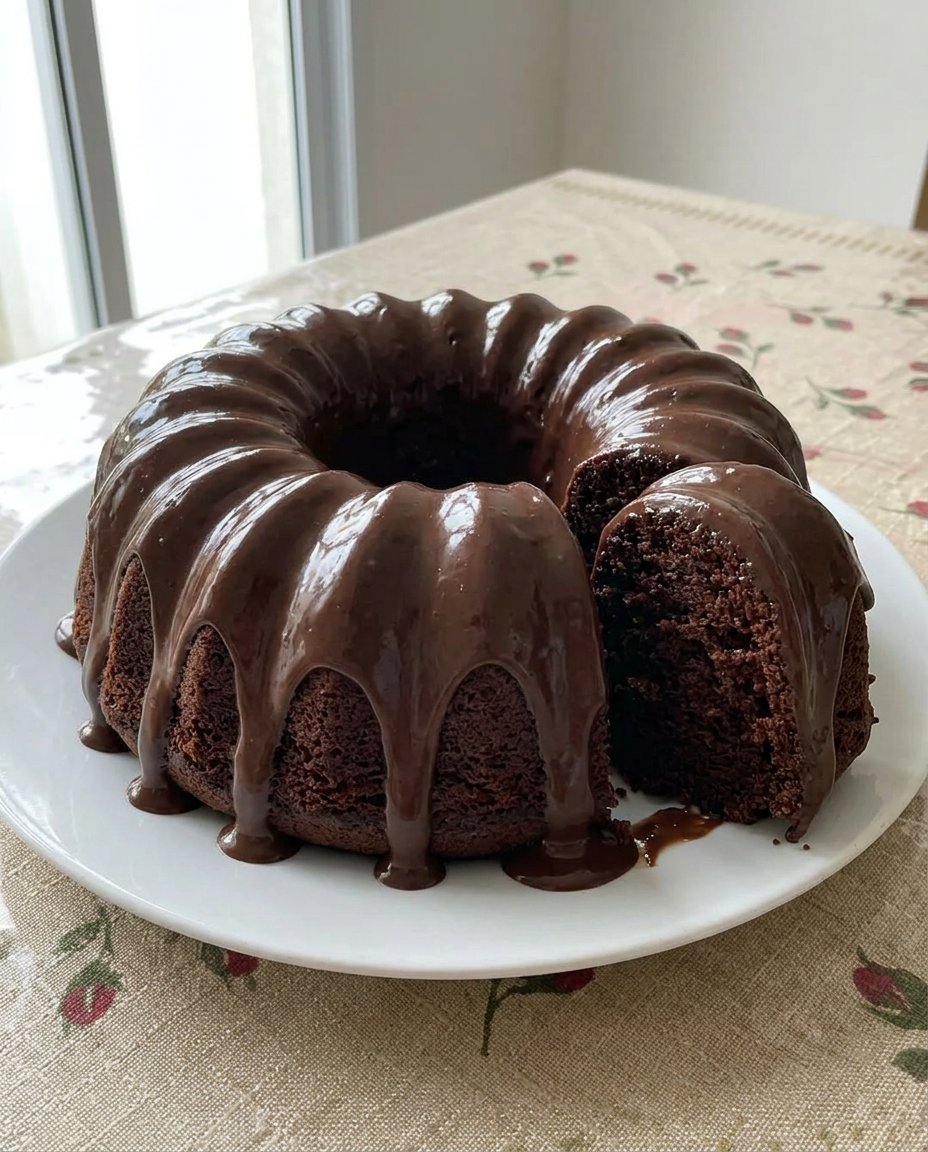 Chocolate Cake Recipe 14 A single slice of chocolate cake with buttercream frosting served on an elegant white plate