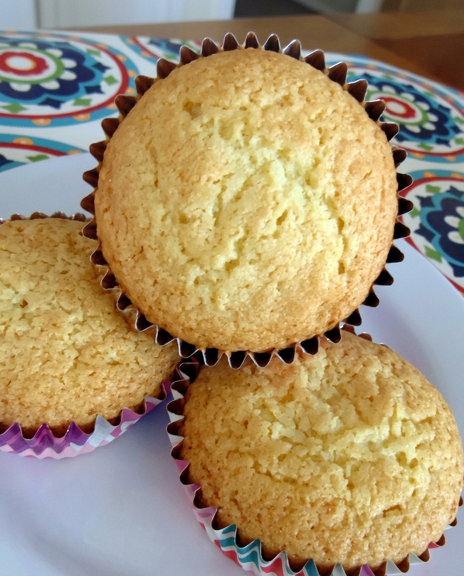 A dozen light golden fairy cakes resting on a wire cooling rack with simple white icing.