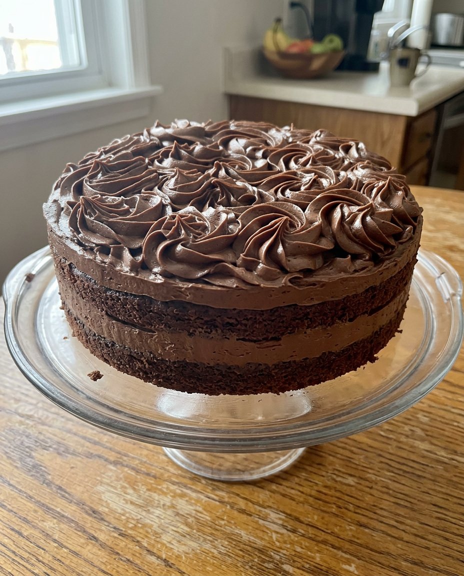 Chocolate Cake Decoration 14 A slice of chocolate cake decorated with ganache and a single raspberry on a white plate