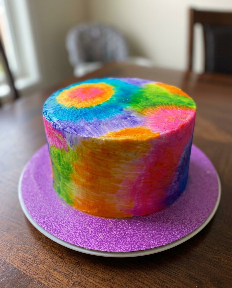 A slice of graham cracker cake with painted buttercream on a white plate