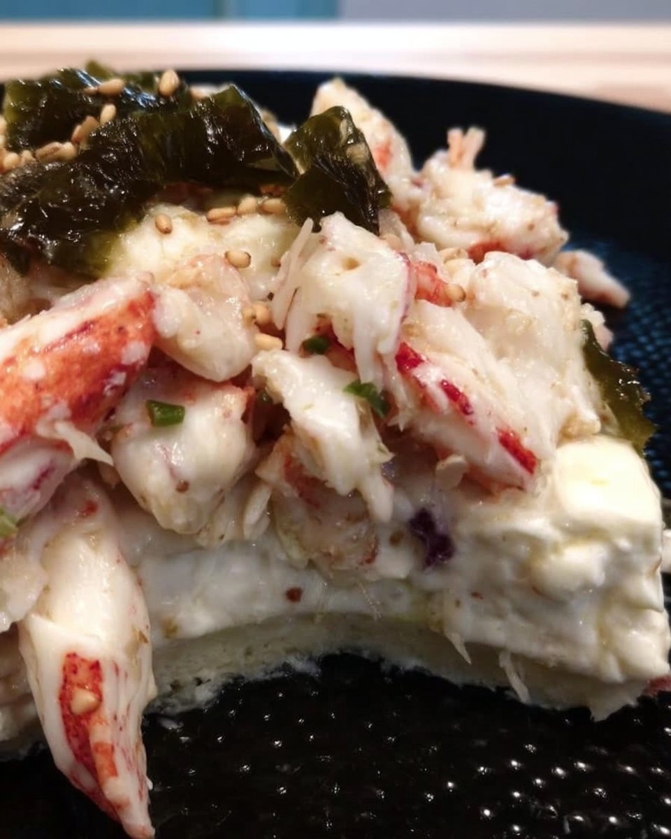 Sushi Cake 12 Freshly cubed salmon and sliced avocado for sushi cake assembly