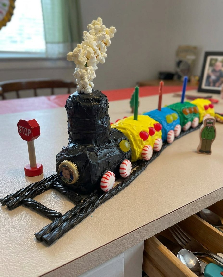 Train Cake 13 A hand thoroughly greasing a detailed train cake pan with non-stick spray