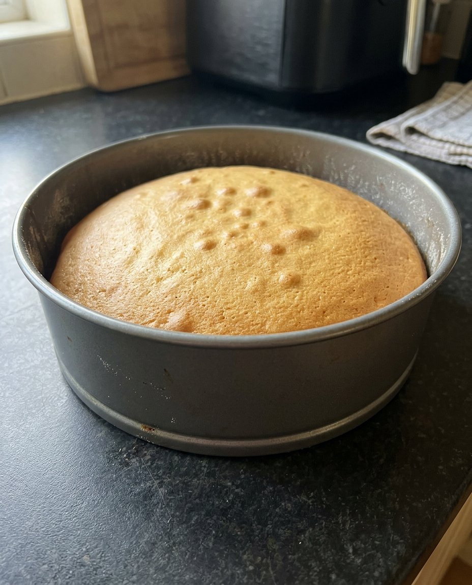 A flat lay of cake flour, butter, eggs, and vanilla for a homemade cake