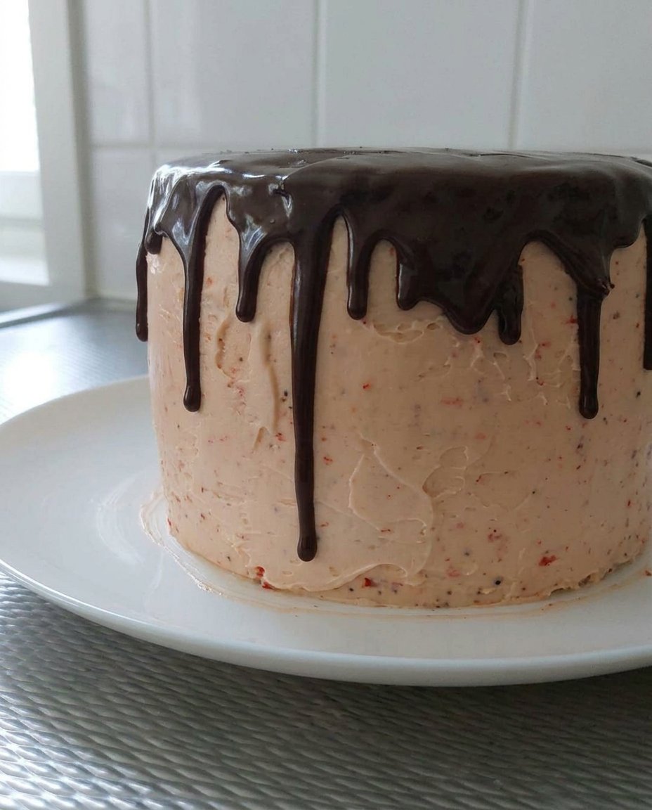 Strawberry Chocolate Cake 12 Pantry staples and fresh strawberries on a wooden table
