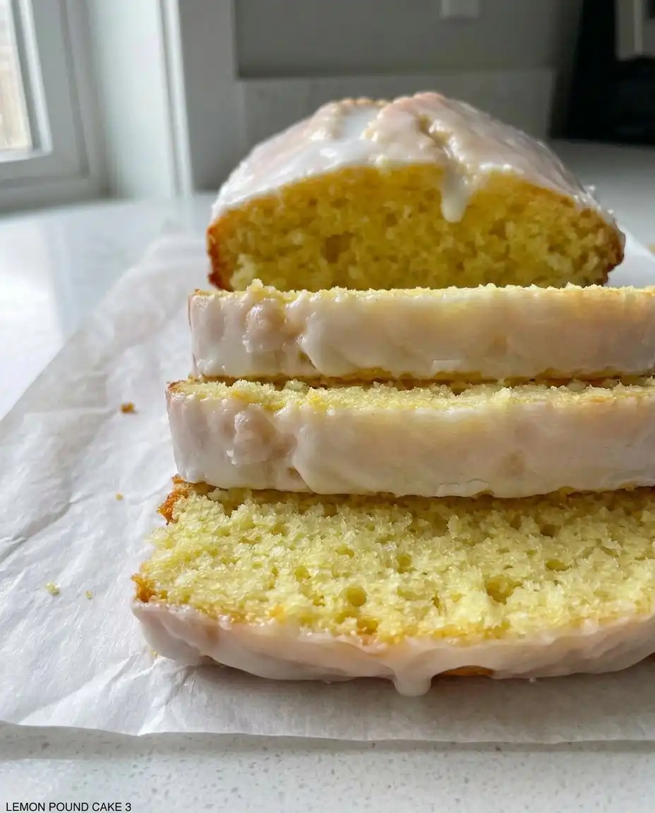 Baked lemon pound cake cooling on a silver wire rack