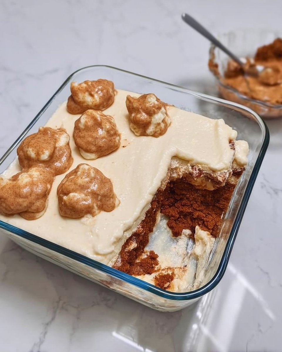 A close up view of a knife creating figure eight swirls in cake batter with dollops of cinnamon sugar paste.