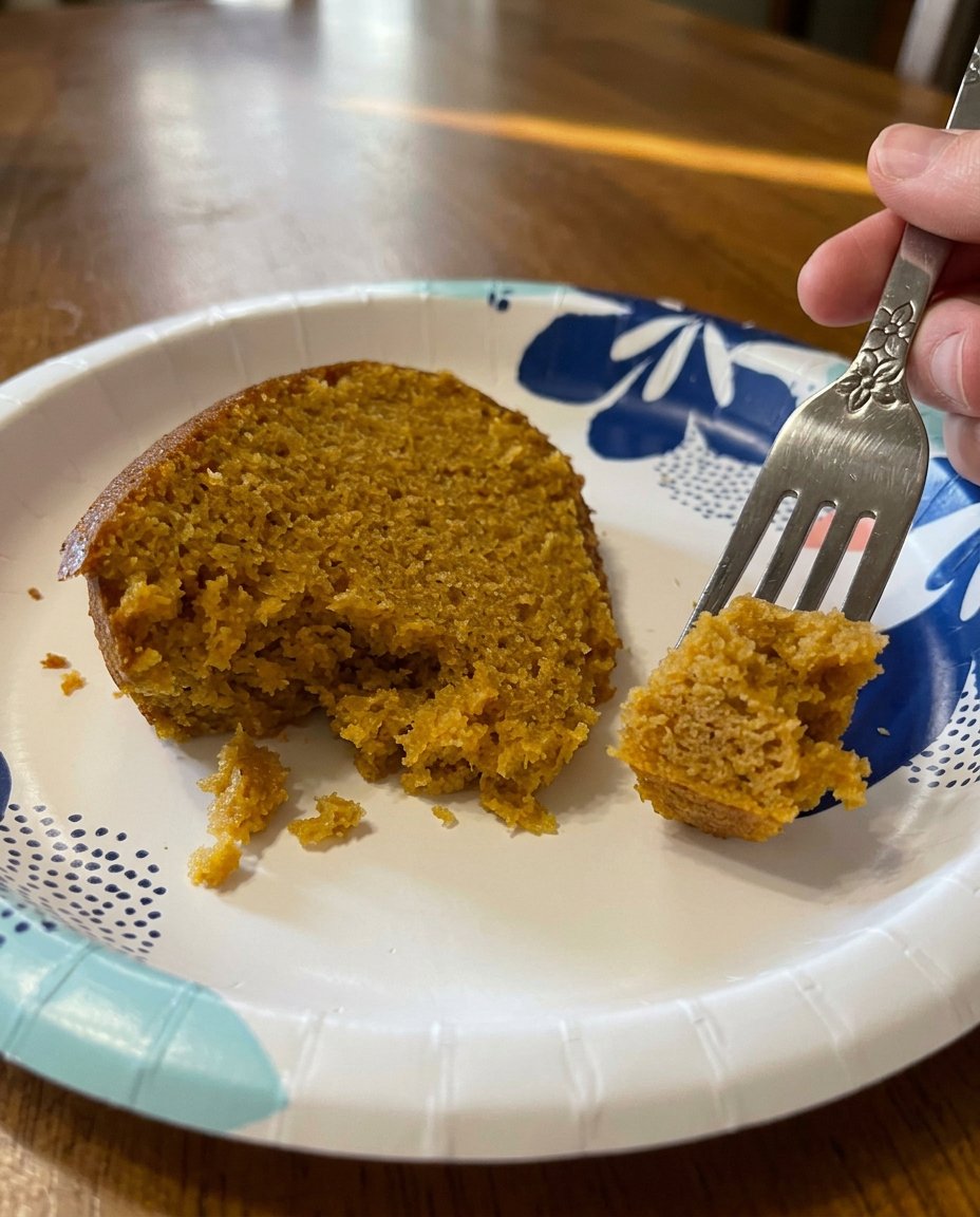 Sweet Potato Cake 13 Close up of smooth mashed sweet potato in a glass bowl with a whisk