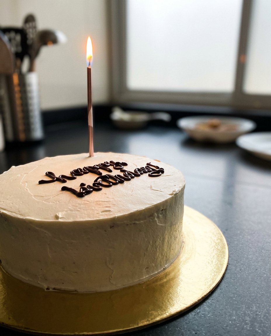 A perfectly smooth minimalist cake with sharp edges and a clean finish