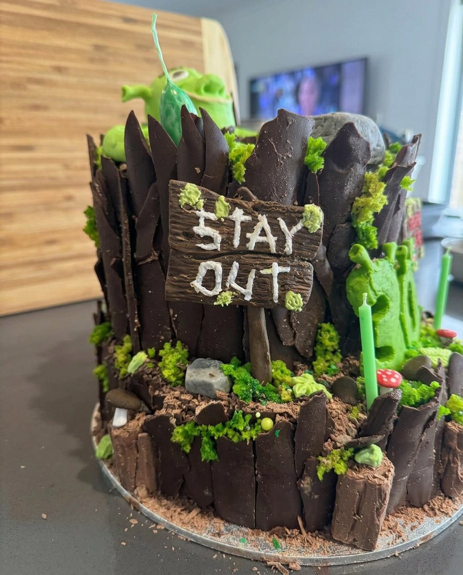 Ingredients for making homemade green marzipan and chocolate almond cake