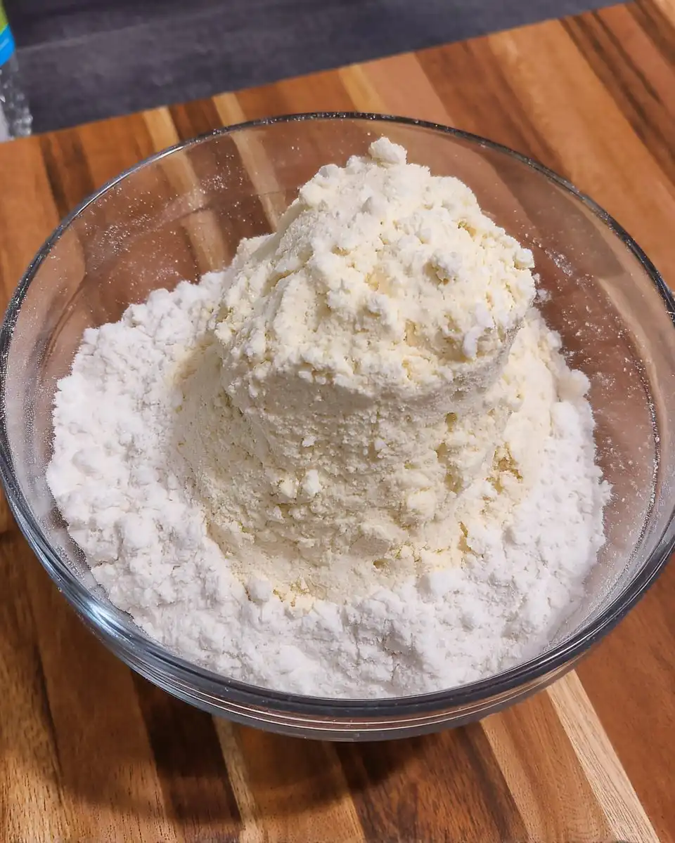 Hand sifting powdered sugar over a freshly baked butter cake