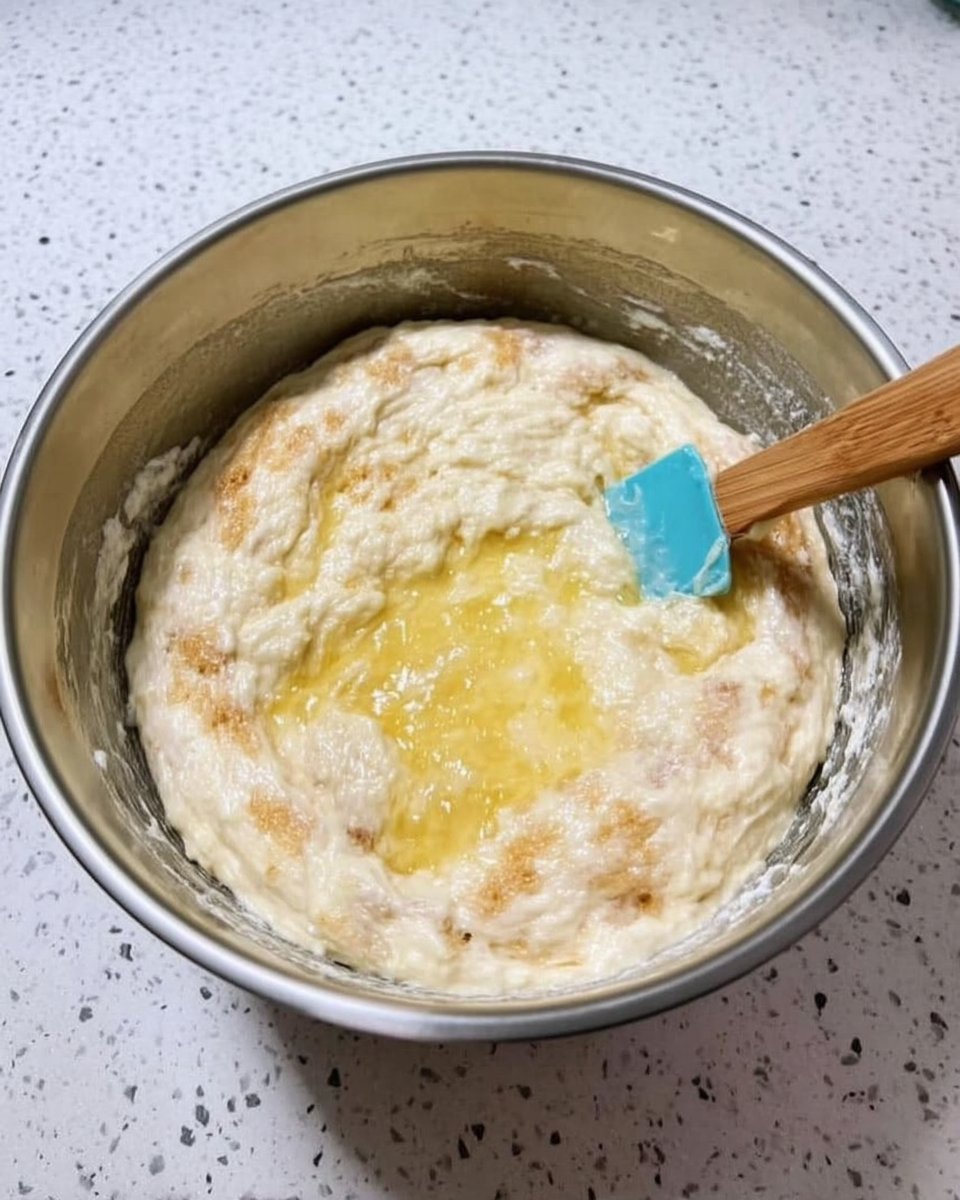 High quality ingredients including yellow cake mix, fresh milk, softened butter, and dark brown sugar on a marble countertop.