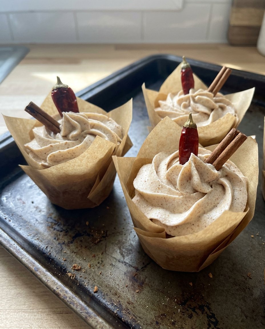 Cake Cute 12 Bowls of dark cocoa powder, buttermilk, and flour on a kitchen counter.