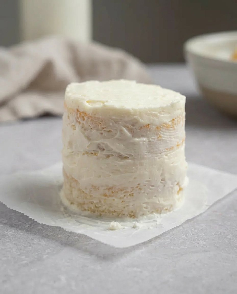 An overhead shot of bowls containing cake mix, heavy cream, vanilla, and sugar