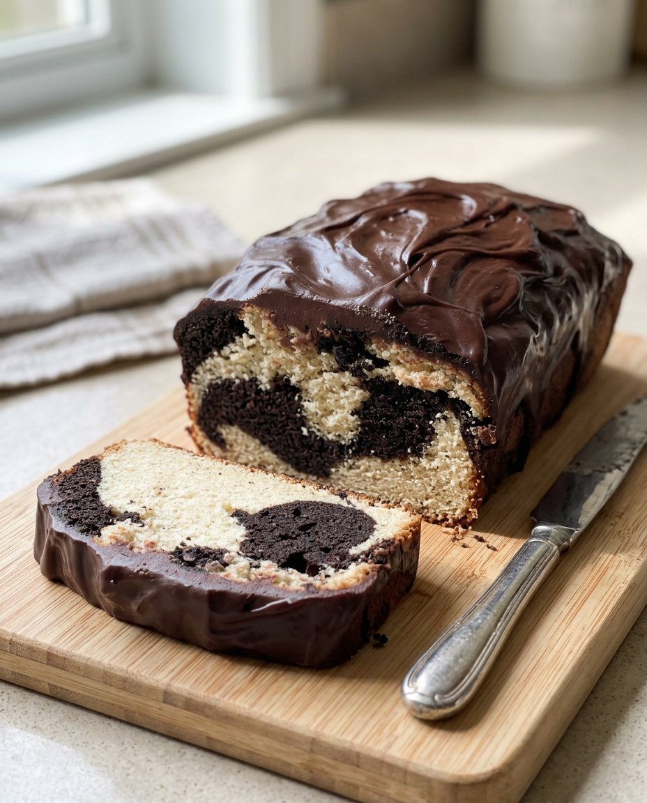 A hand using a small offset spatula to smooth black buttercream spots onto a chilled white cake.