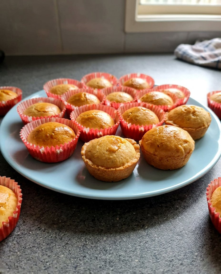 Fairy Cake 12 Bowls of caster sugar, softened butter, fresh eggs, and sifted flour arranged on a marble surface.