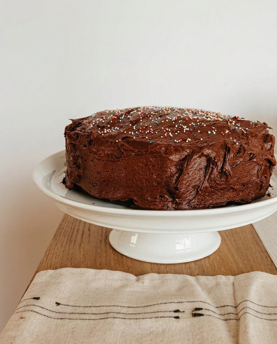 Easy Chocolate Cake 12 Bowls of flour sugar cocoa powder buttermilk and butter on a kitchen counter