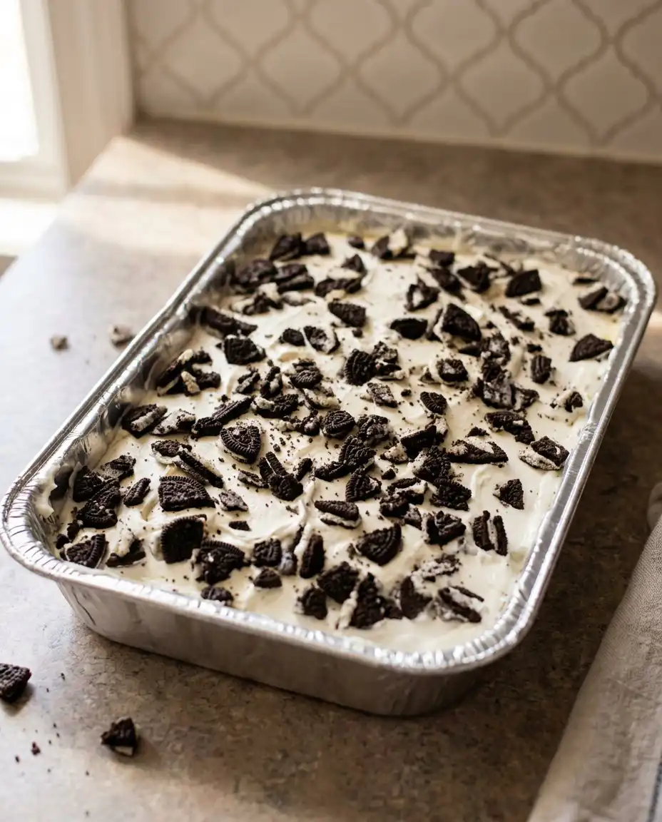 A slice of cookie cake on a white plate with a fork and a small dusting of sea salt