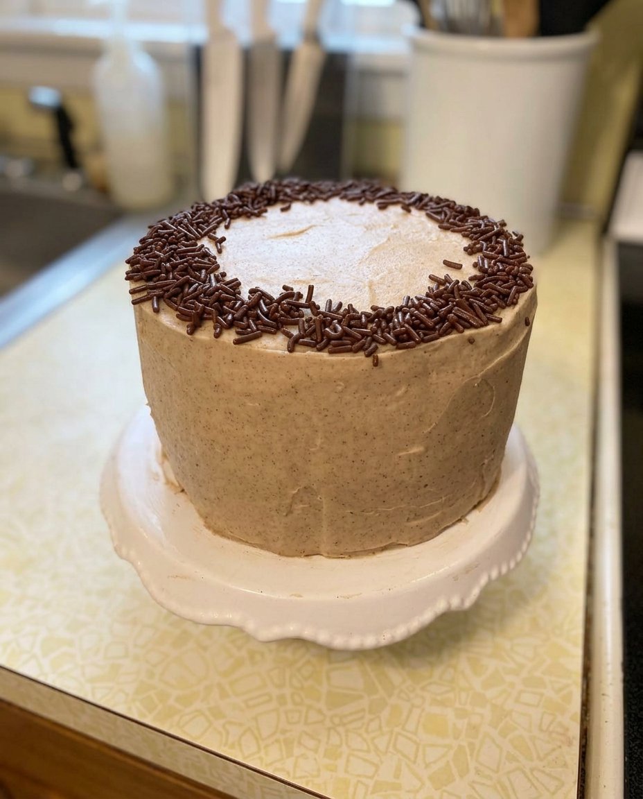 Small Cake 14 A single slice of small cake on a modern plate with a fork.