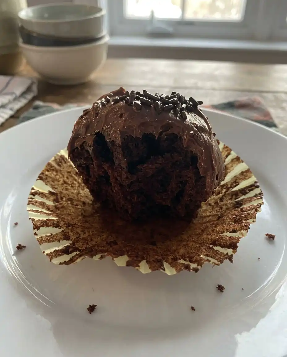 A hand sifting dark cocoa powder through a fine mesh sieve into a glass bowl