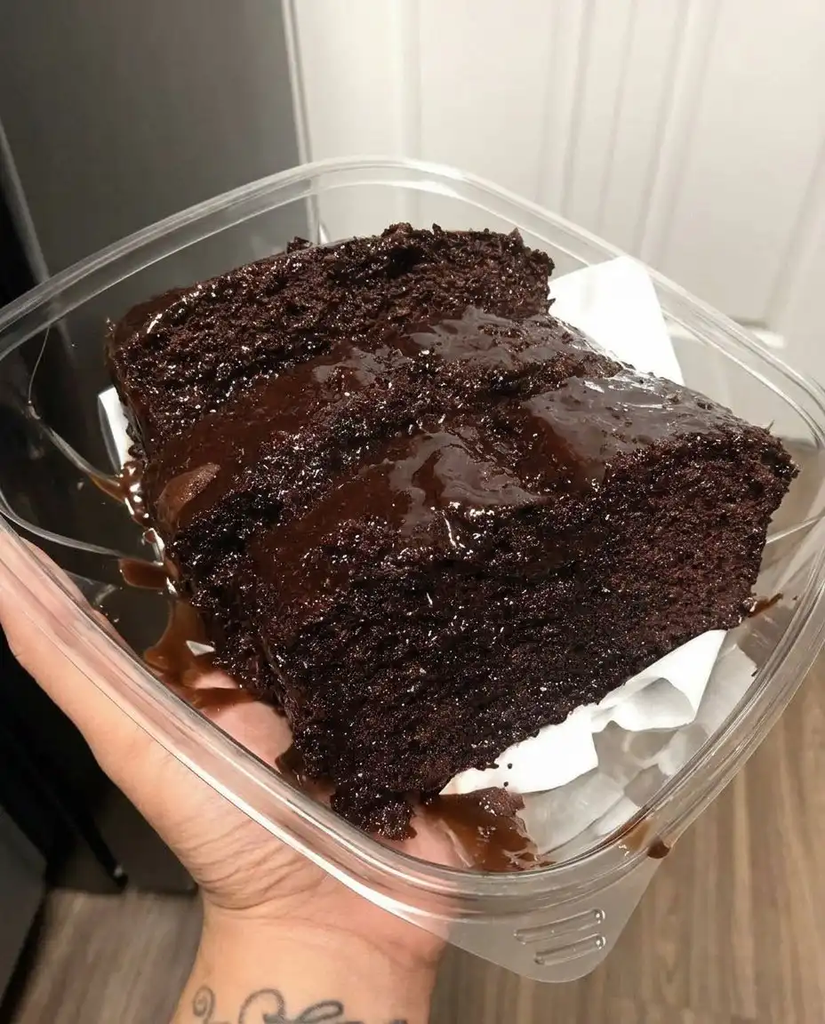 Hand sifting cocoa powder and flour into a large glass bowl for cake batter
