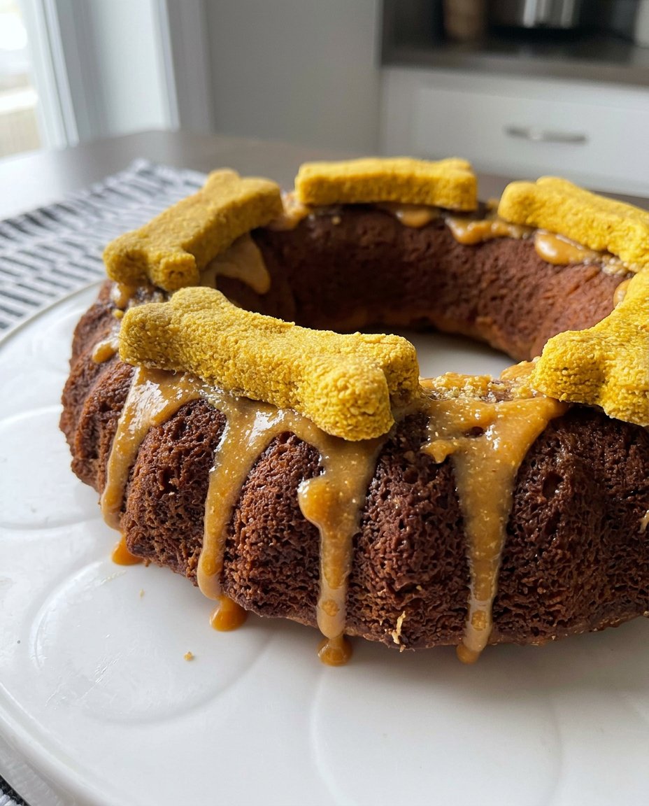 Dog Cake 13 Whole wheat flour being sifted through a fine-mesh strainer into a bowl of wet ingredients.