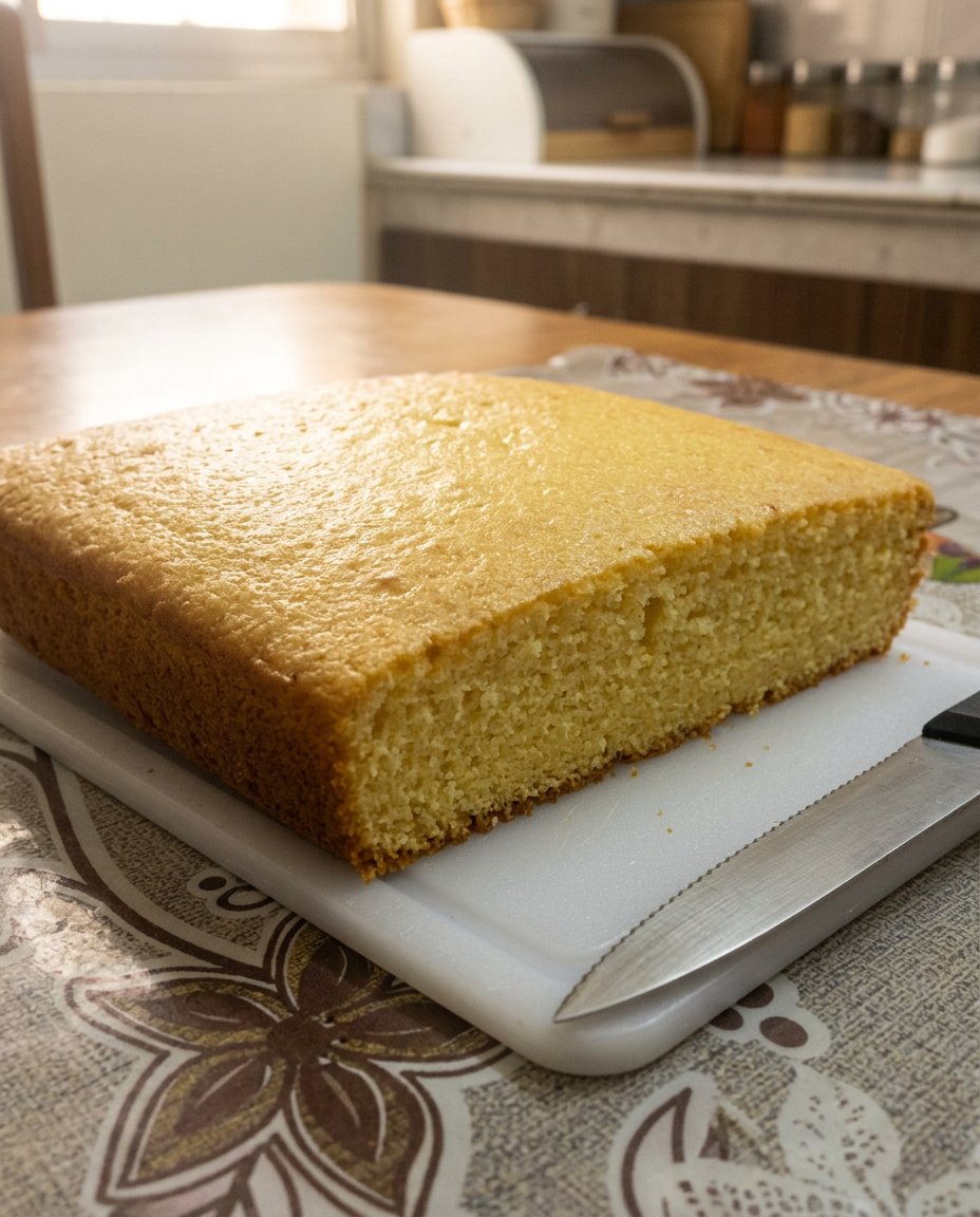 A slice of eggless vanilla cake topped with strawberries